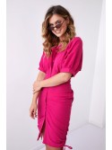 Shirt dress with ruffles on the sides, fuchsia FG649 - Online store - Boutique